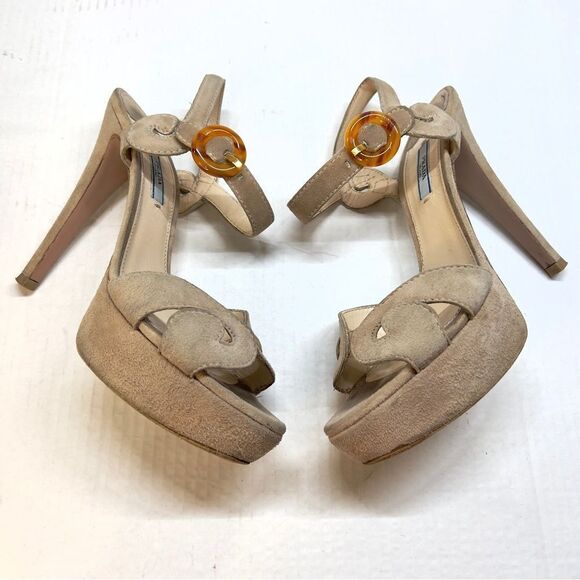 Prada Cream Stiletto Platform Heels 40.5 10.5 - Picture 2 of 12